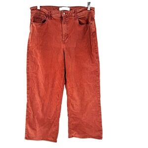 Old Navy High Rise Wide Leg Corduroy Pants Women's 14 Copper Cropped Ankle Relax